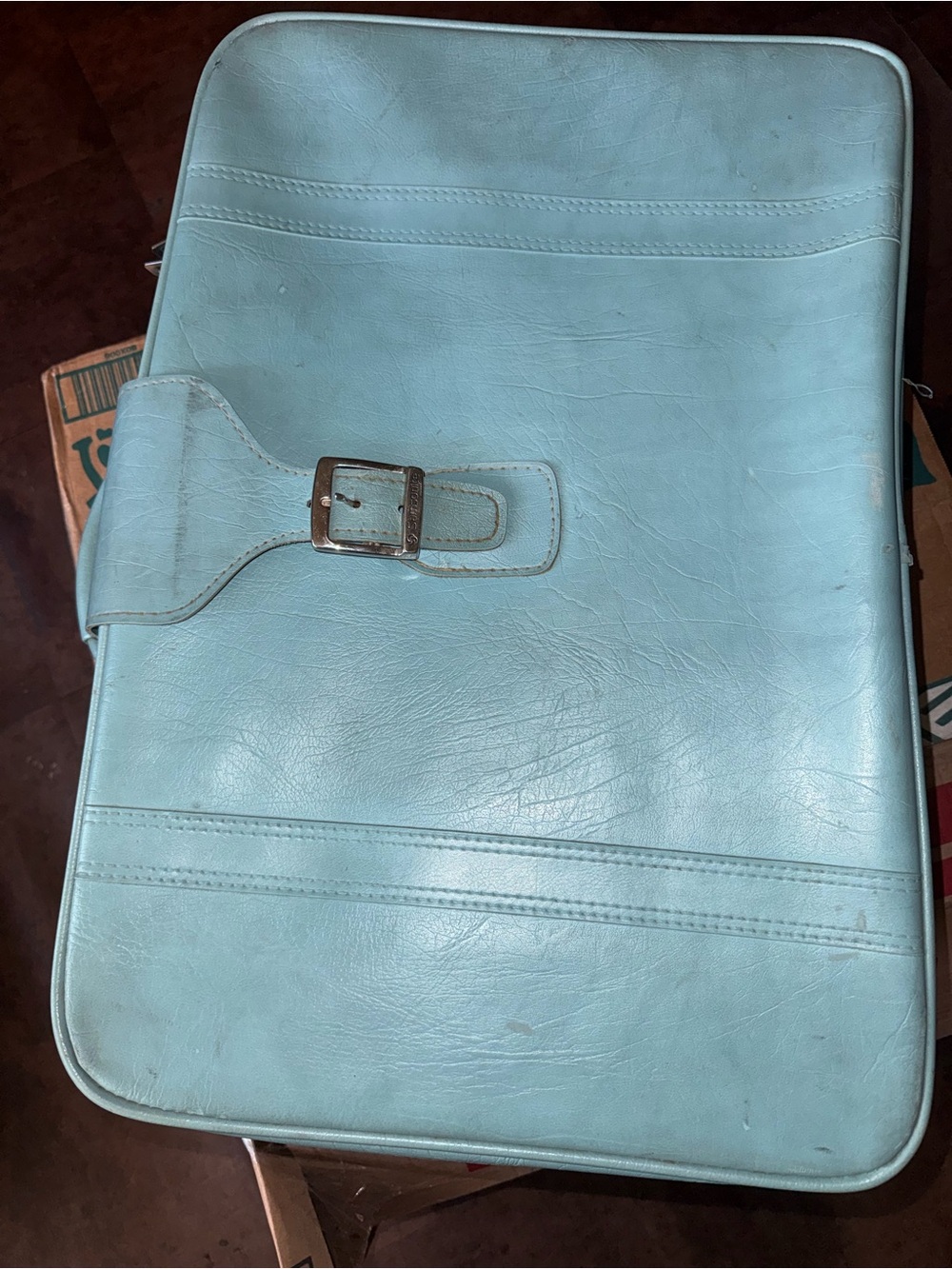 Classic Men's Light Blue Leather Briefcase